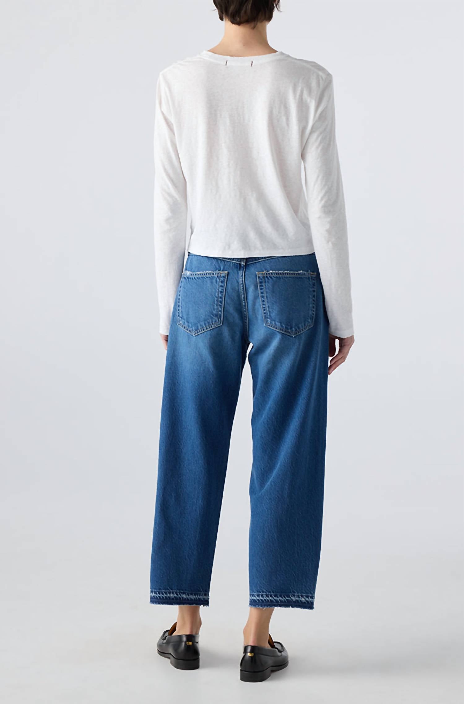 AMO Women's Maria Long Weekend Jeans in blue - women's jeans - detail view