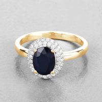 Diana M Jewels Women's Oval Natural Sapphire Fashion Ring (1.84 Ct) - Classic in 14k yellow gold - women's jewelry - detail view