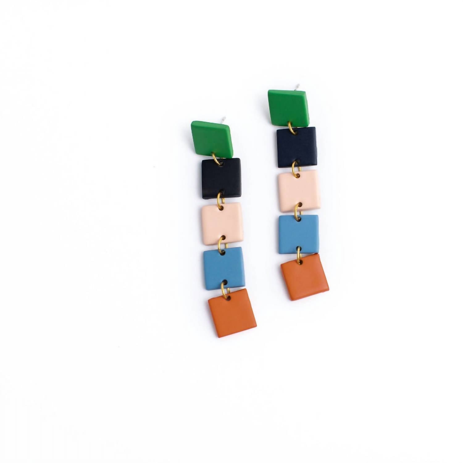 Sunshine Tienda - Women's Rainbow Square Drop Earrings