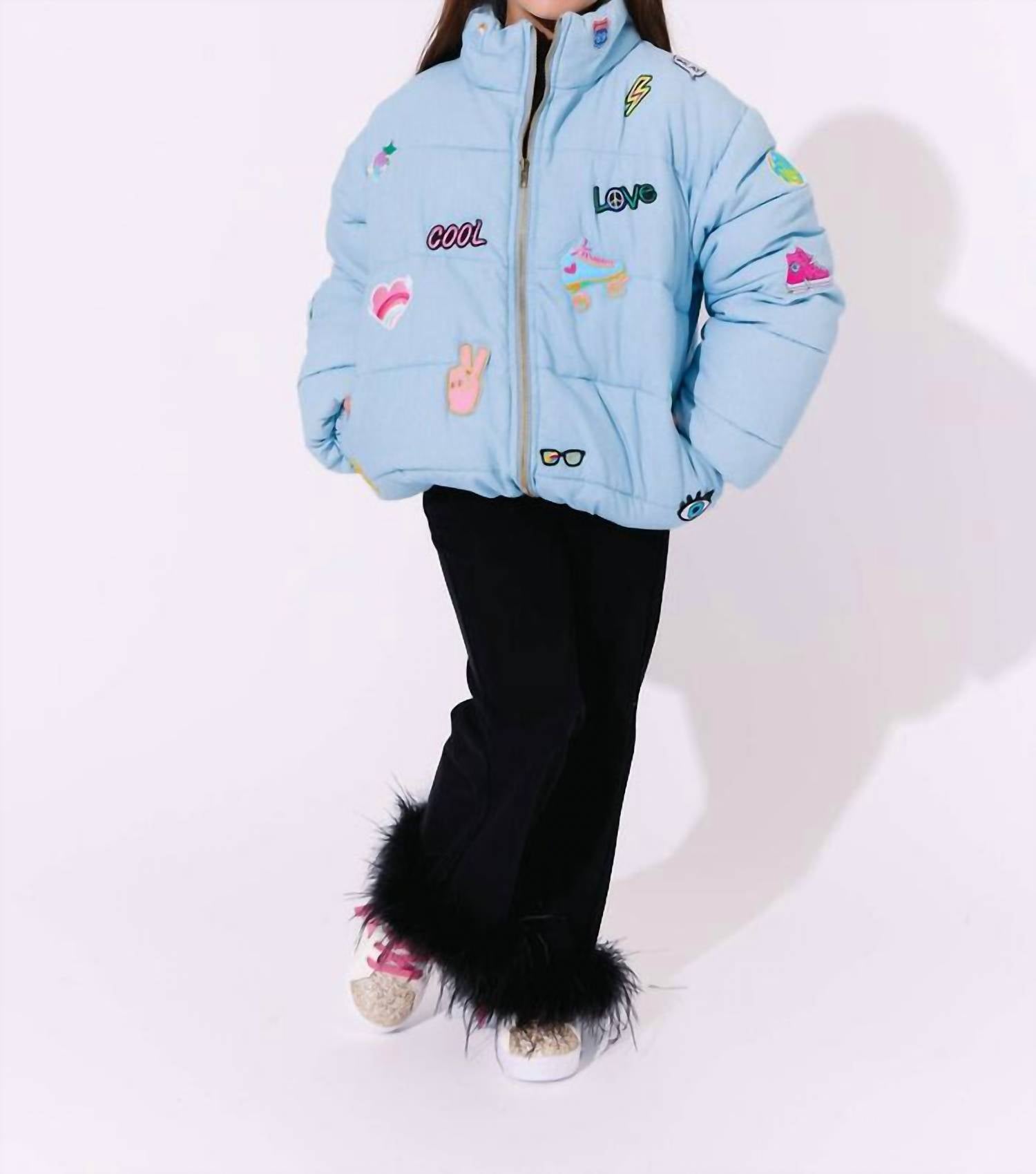 Lola + The Boys Kid's Cool Love Puffer in blue - kids' jacket