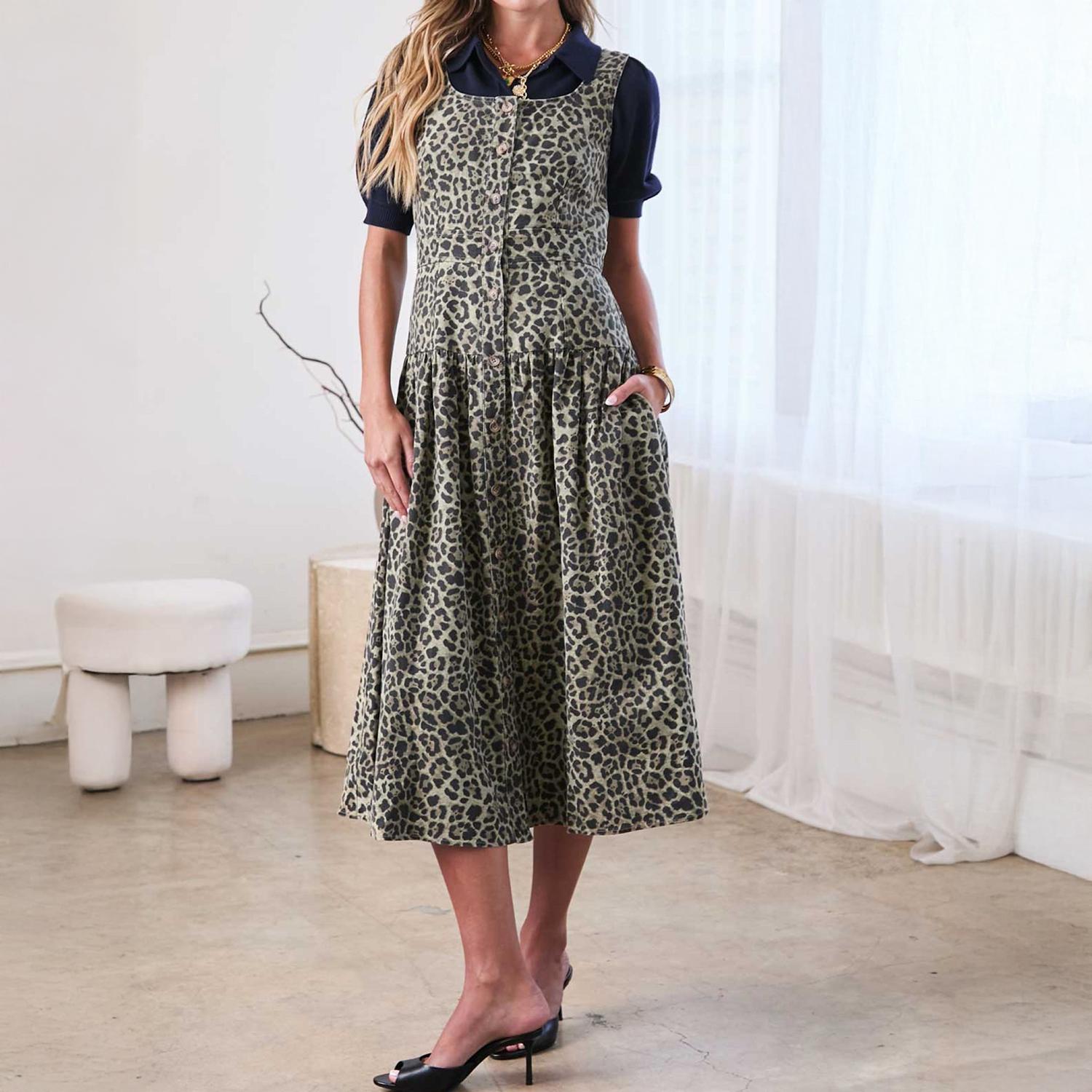 Current Air - Button Front Sleeveless Midi Dress