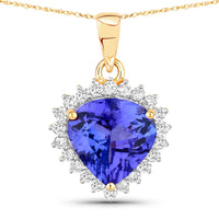 Diana M Jewels Women's Heart Natural Tanzanite Pendant Necklace (2.66 Ct) - Signature in 14k yellow gold - women's jewelry