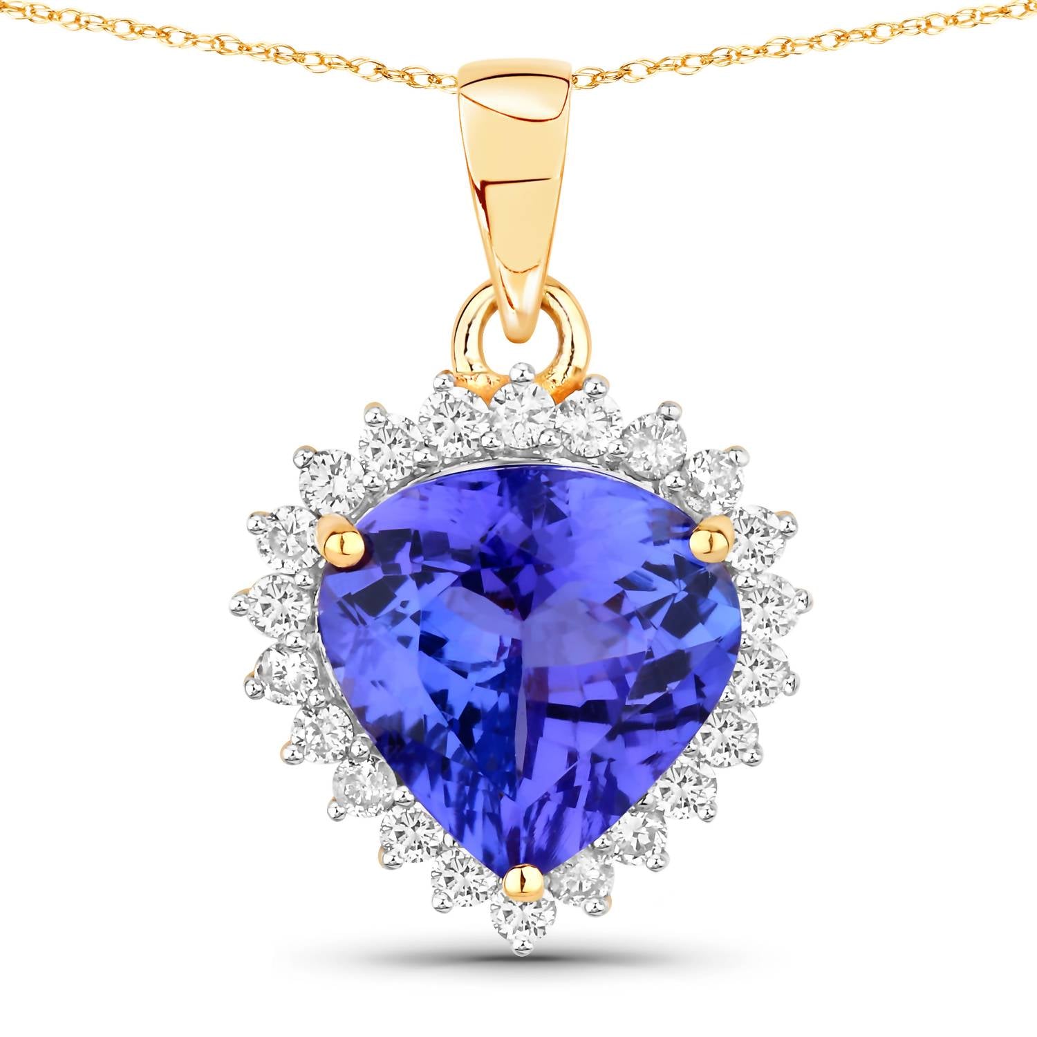 Diana M Jewels Women's Heart Natural Tanzanite Pendant Necklace (2.66 Ct) - Signature in 14k yellow gold - women's jewelry