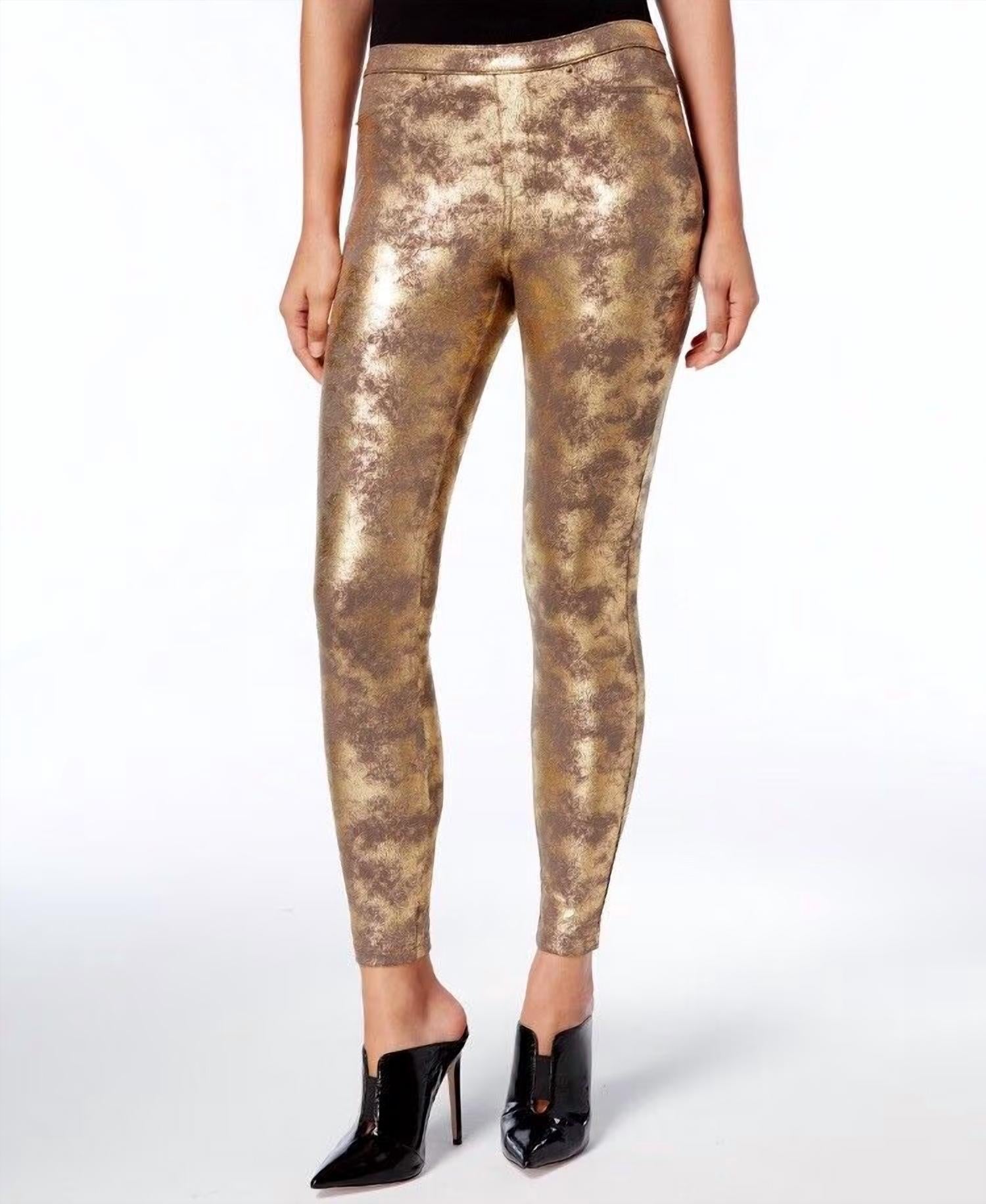 Hue - Women's Distressed Metallic Leggings