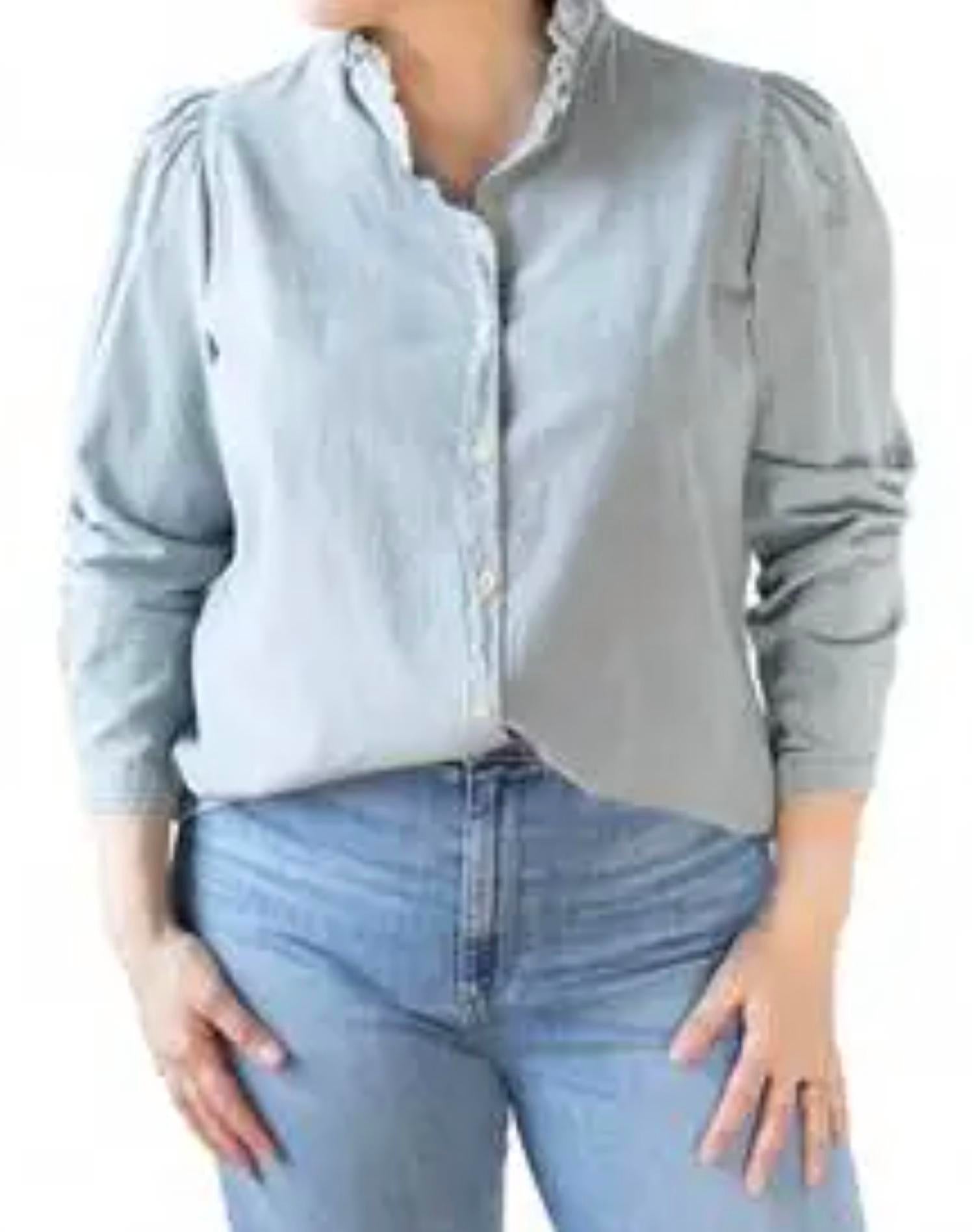 A SHIRT THING Peggy Denim Button Down Shirt in light wash - women's blouse