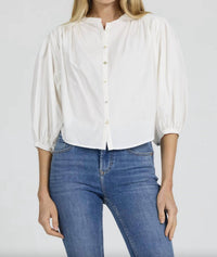 DEAR JOHN DENIM Wilma Button Top in white - women's blouse