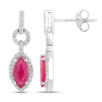 Diana M Jewels Women's Marquise Natural Ruby Stud Earrings (1.23 Ct) - Petite in 14k white gold - women's jewelry - detail view