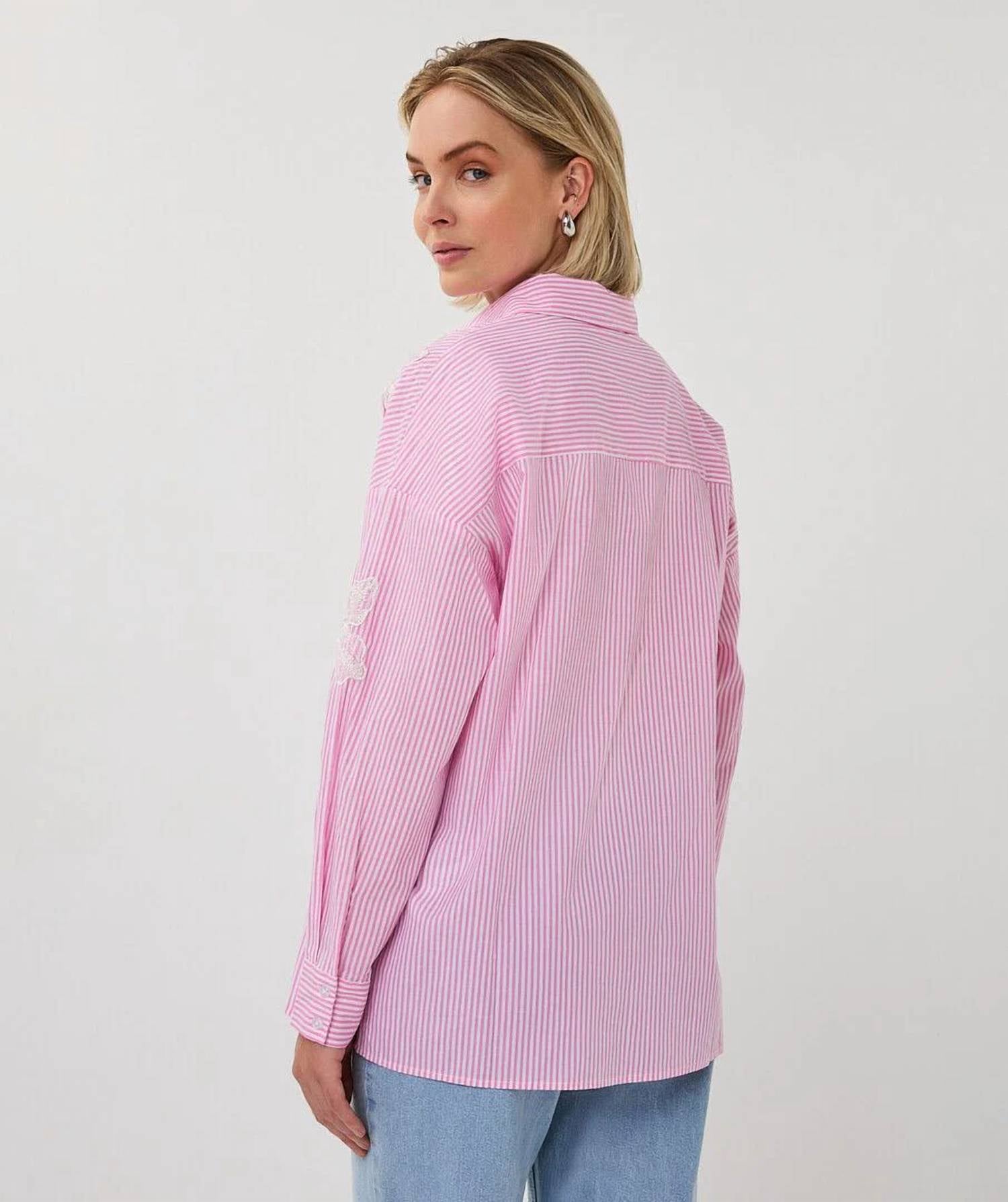 Esqualo - Frynn Flower Patch Striped Blouse
