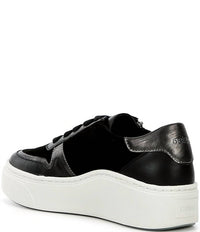 Aetrex Women's Leigh Suede Side Zip Platform Sneakers in black - women's sneaker - detail view