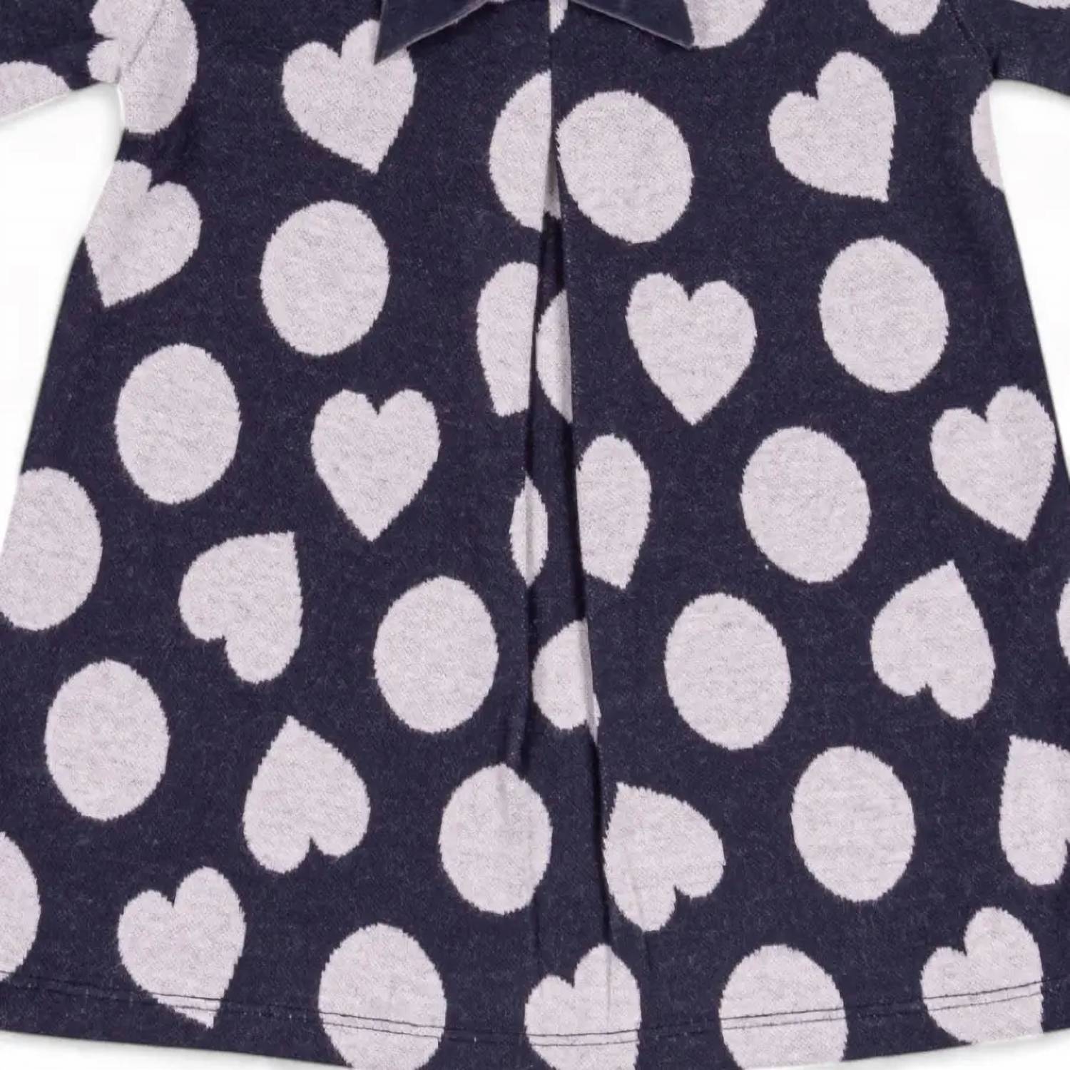 Emc - Girl's Yarn Dyed Knit Dress With Hearts And Bow