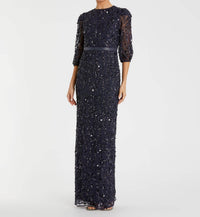 MAC DUGGAL Sequin Maxi Gown in blue - women's dress