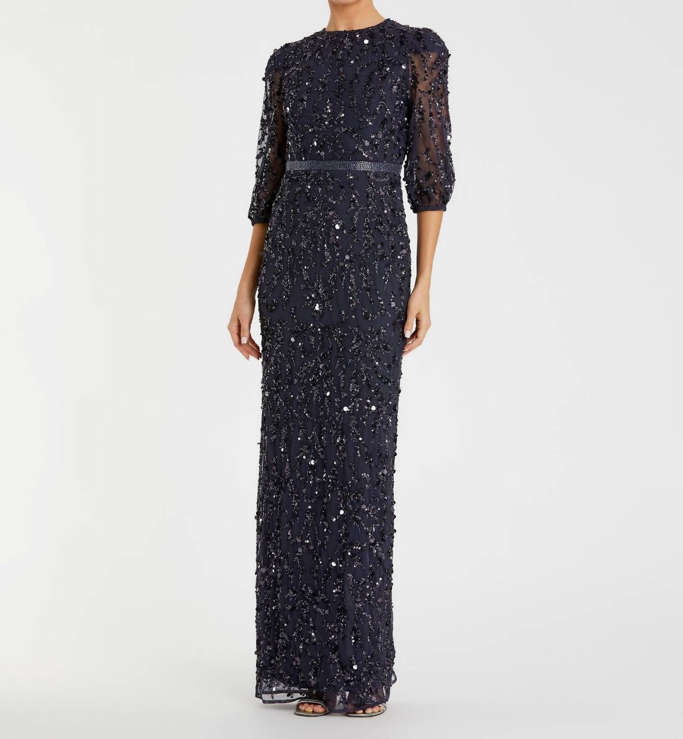 MAC DUGGAL Sequin Maxi Gown in blue - women's dress