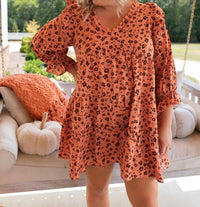 umgee Cider Fall Mini Dress - Plus in rust - women's dress - alternate view
