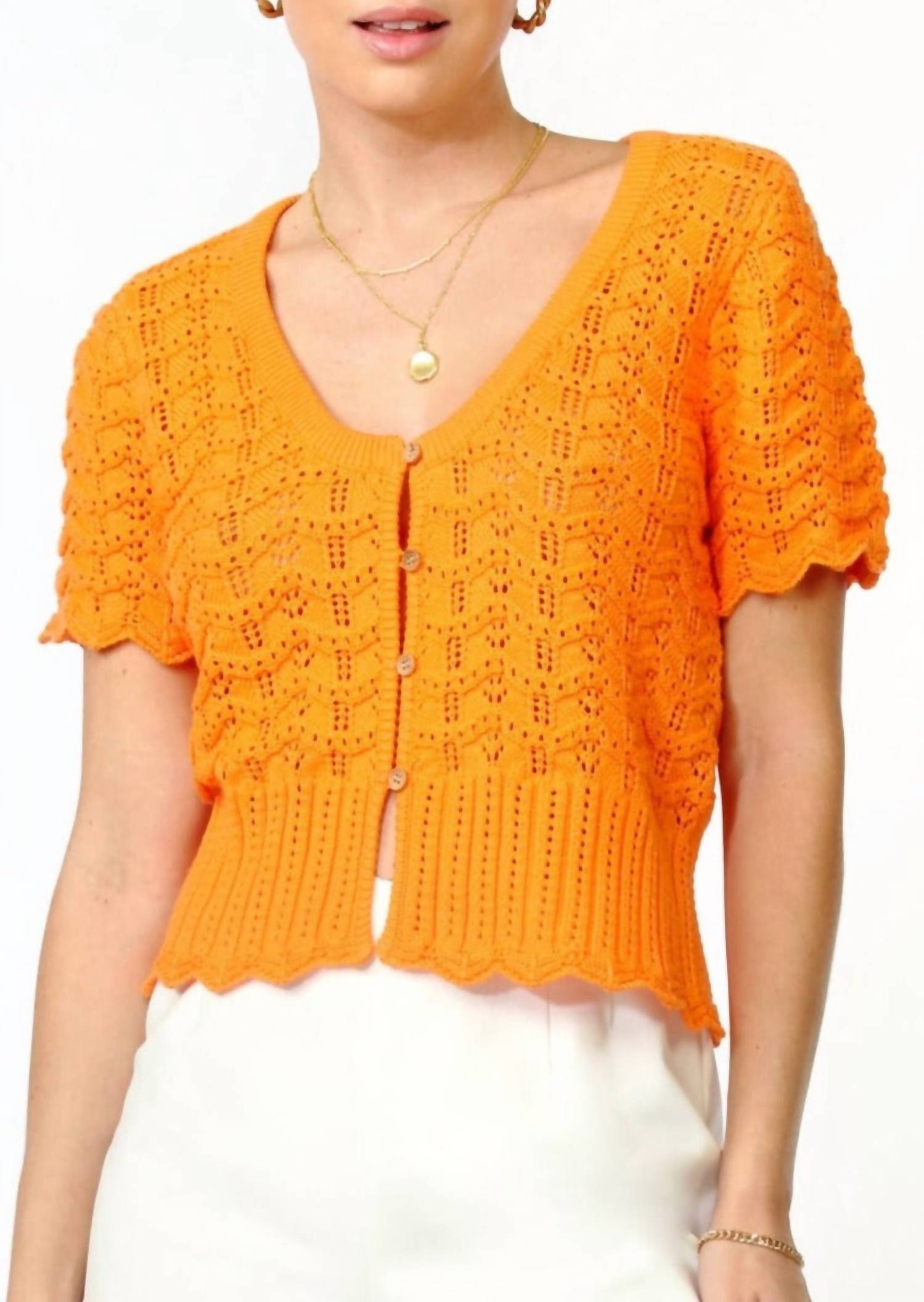 Greylin - Shanti Scalloped Open Neck Cardigan