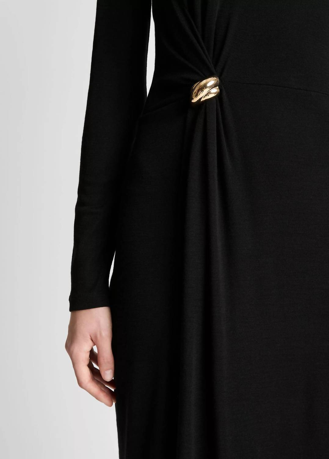 Vince Long Sleeve Side Drape Dress in black - women's dress - alternate view