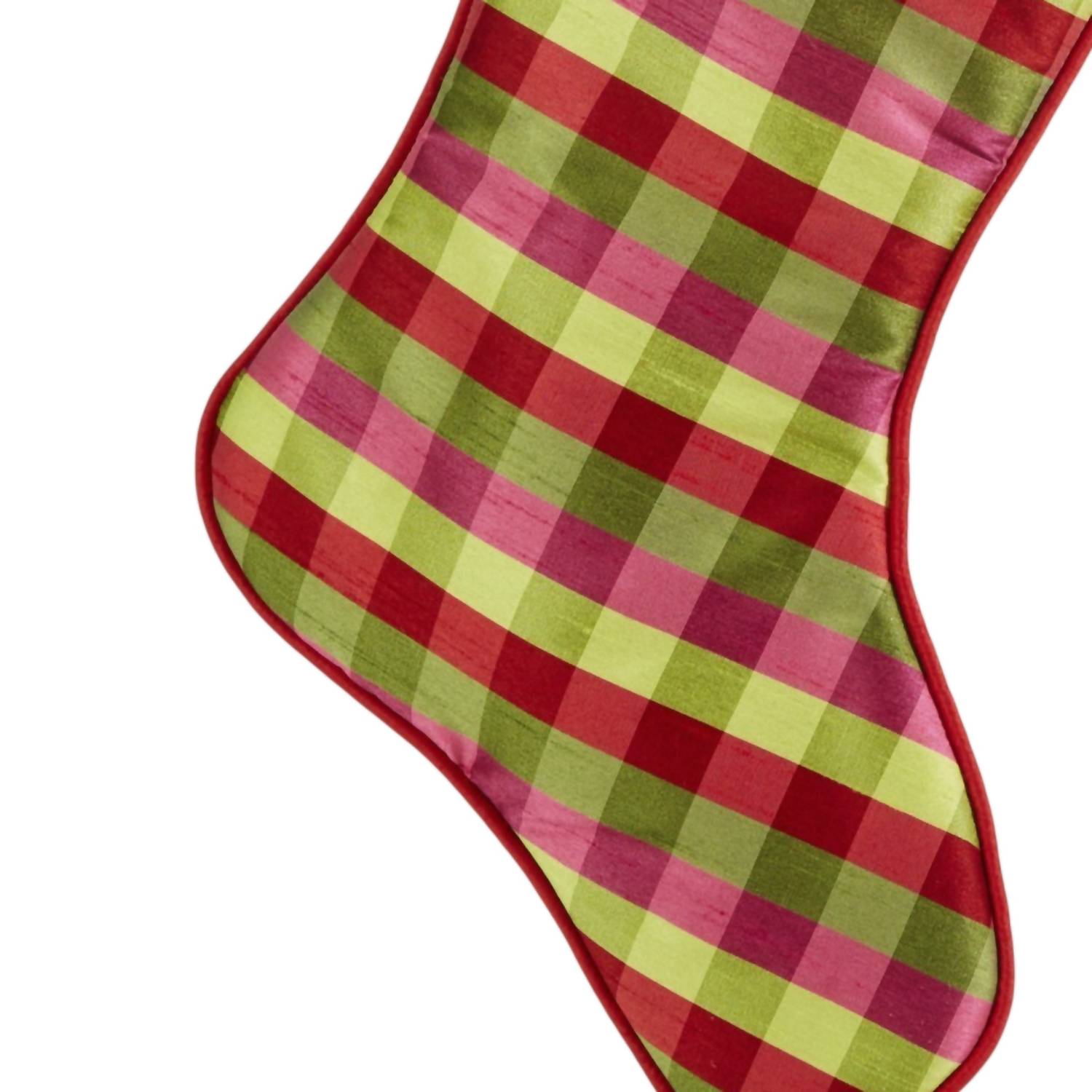 Raz Imports - Bright Plaid Christmas Stocking