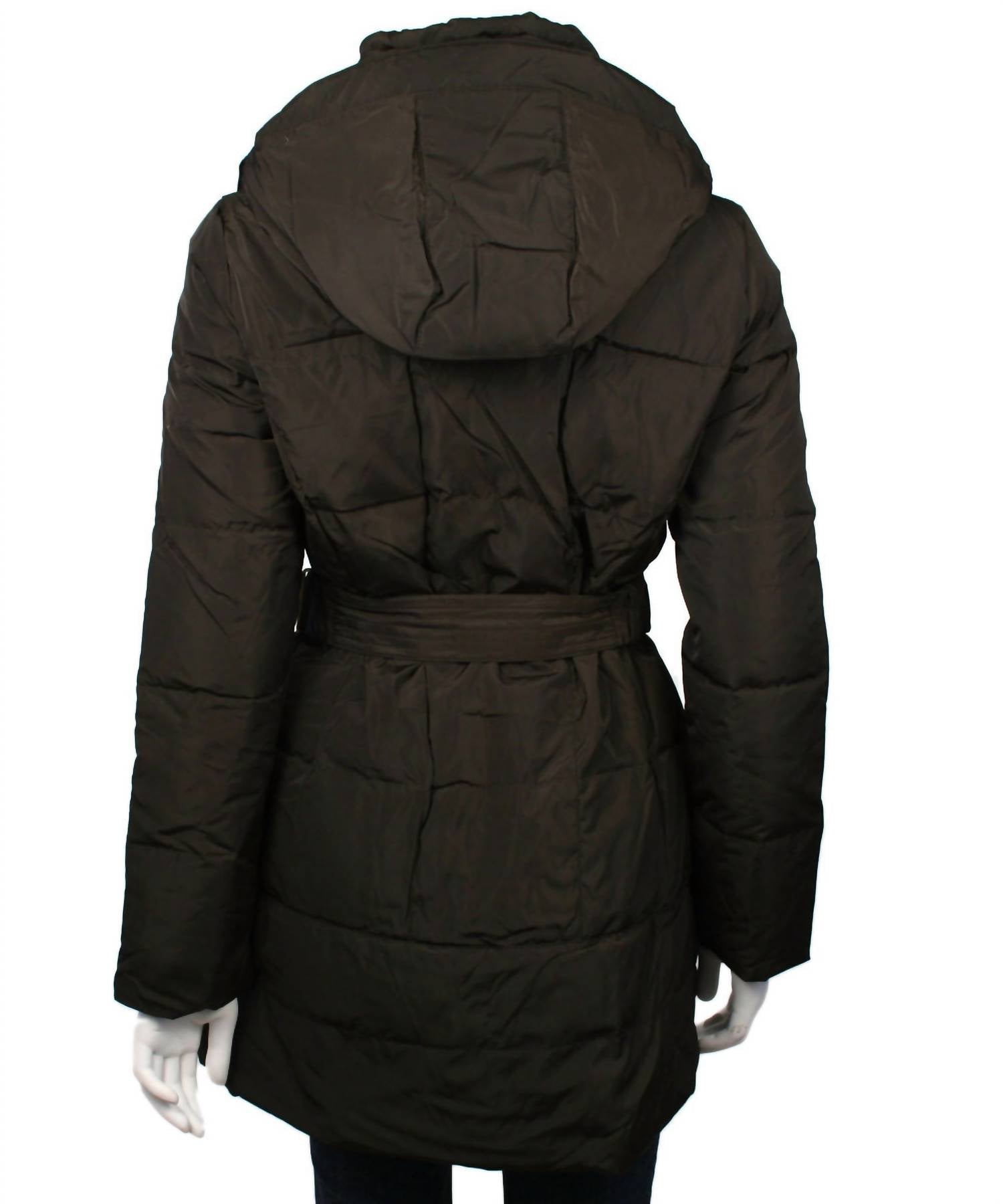 Latte Black - Single Breasted Down Puffer Coat Jacket