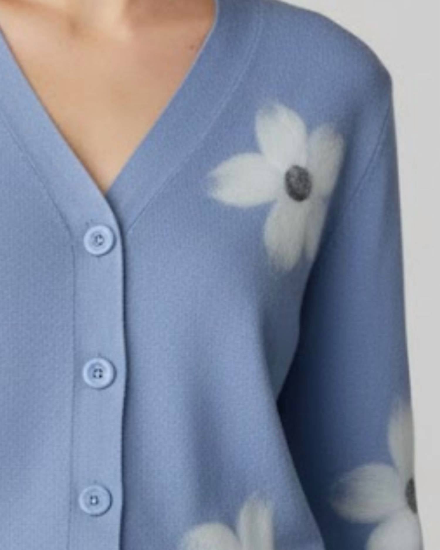 Keren Hart - Soft Brushed Floral Cardigan Sweater