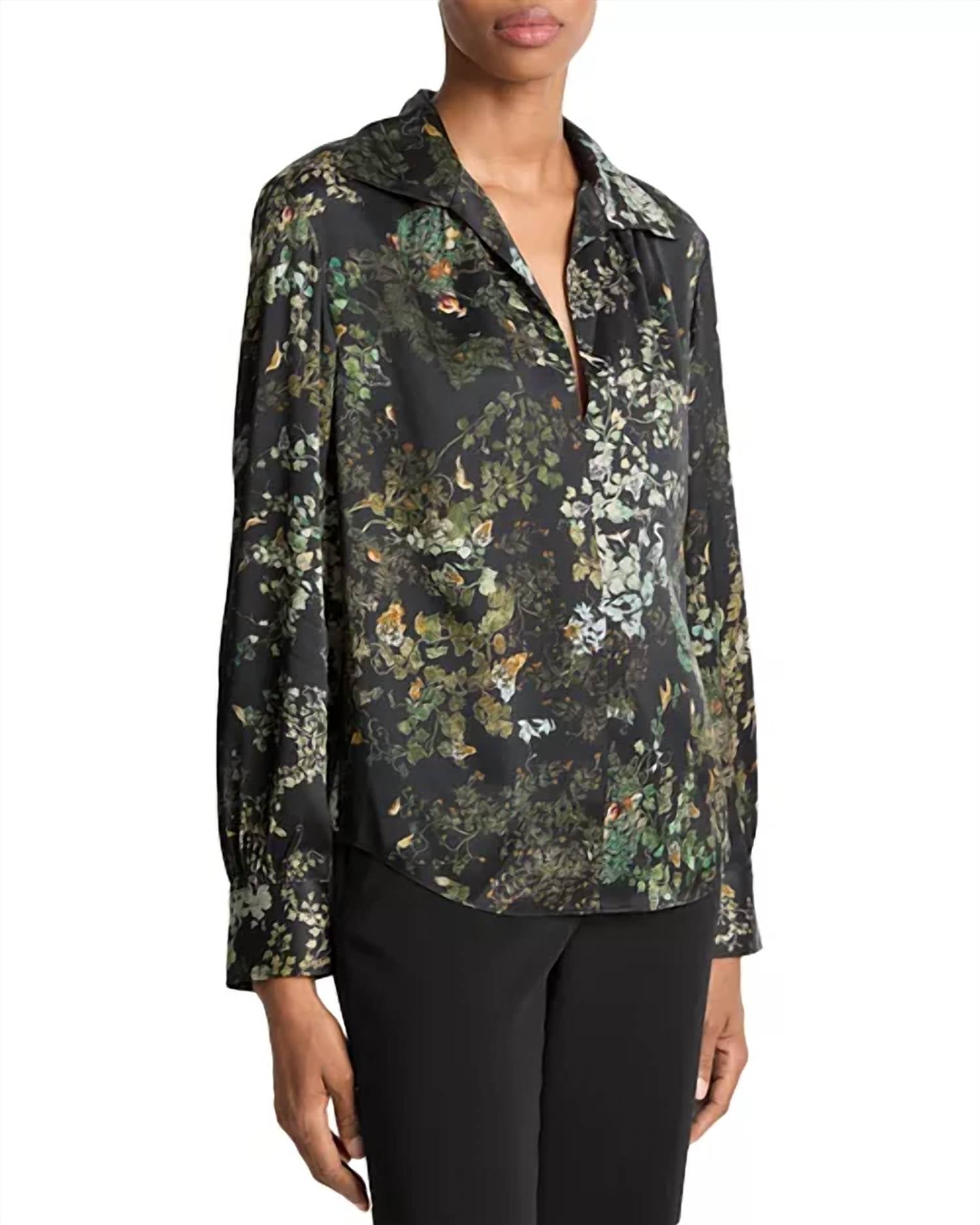 Vince - Grape Vine Placed Smocked Blouse