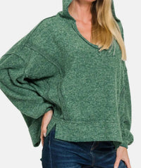 Zenana - Brushed Hacci Exposed Seam Hoodie