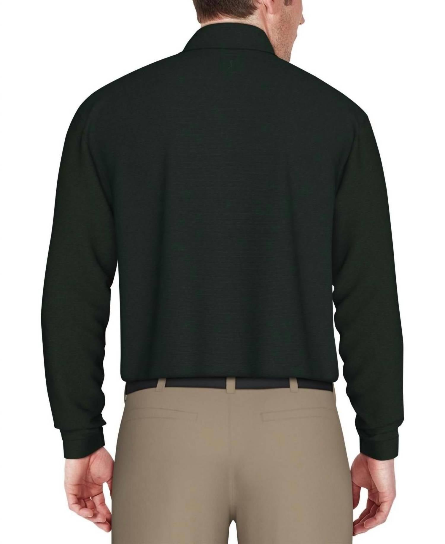 Pga Tour - Men's Long Sleeve Performance Feeder Stripe Polo Shirt