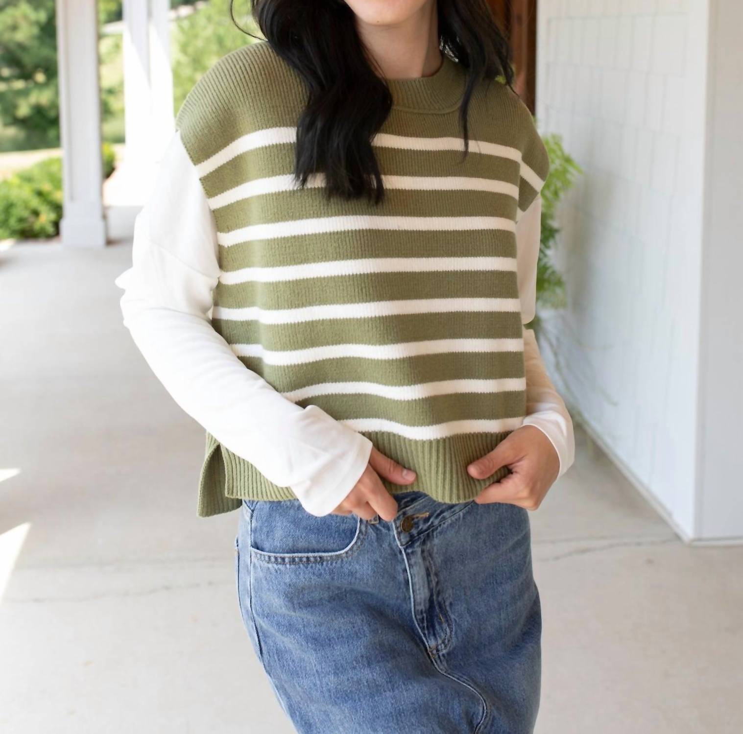 Miss Love Carefree Sweater Vest in sage - women's sweater - view 4