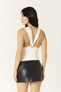 Cotton Candy La - Margaret Ruched Knot Fitted Stretch Tank Top