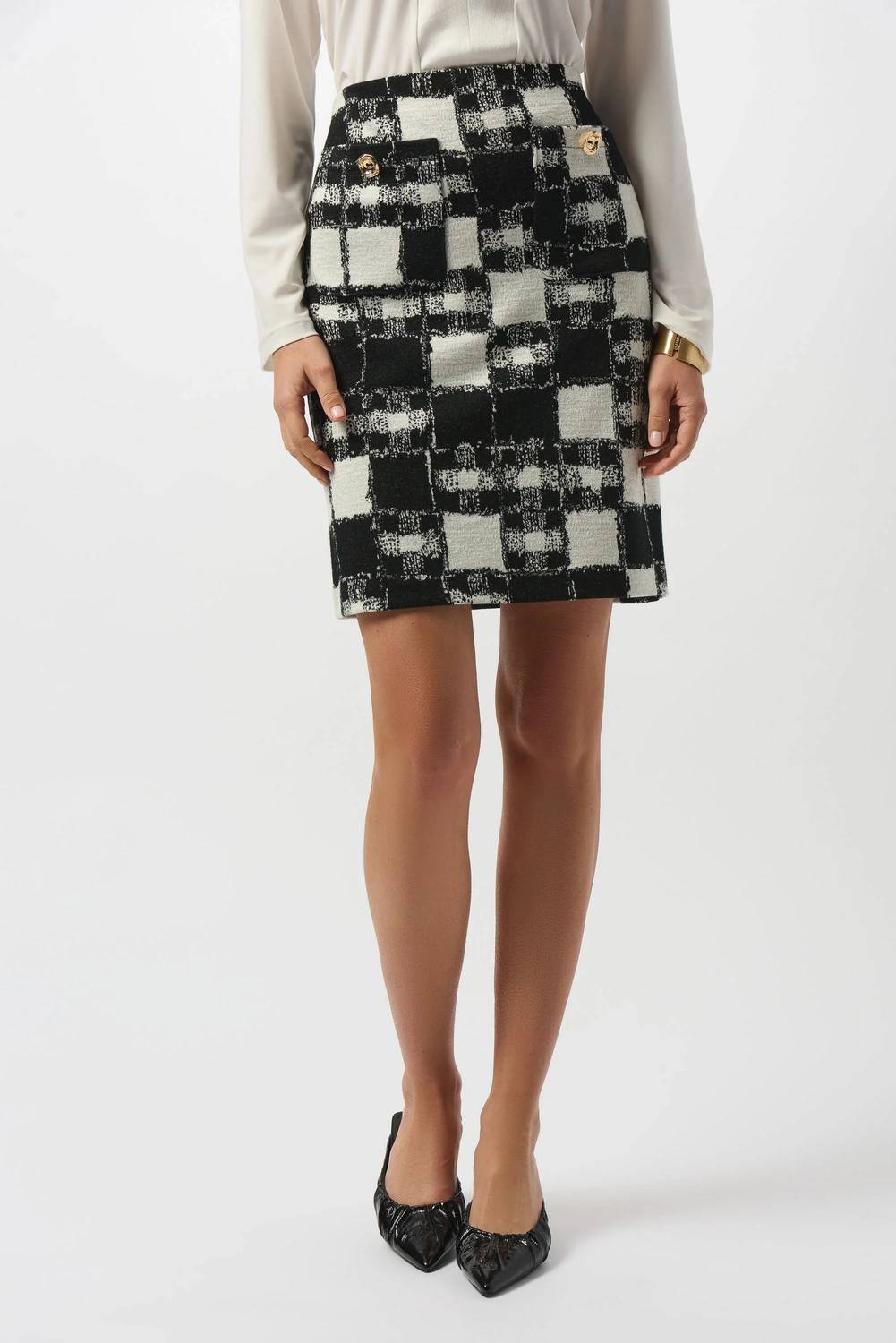 Joseph Ribkoff - Checkered Jacquard Mini Pencil Skirt