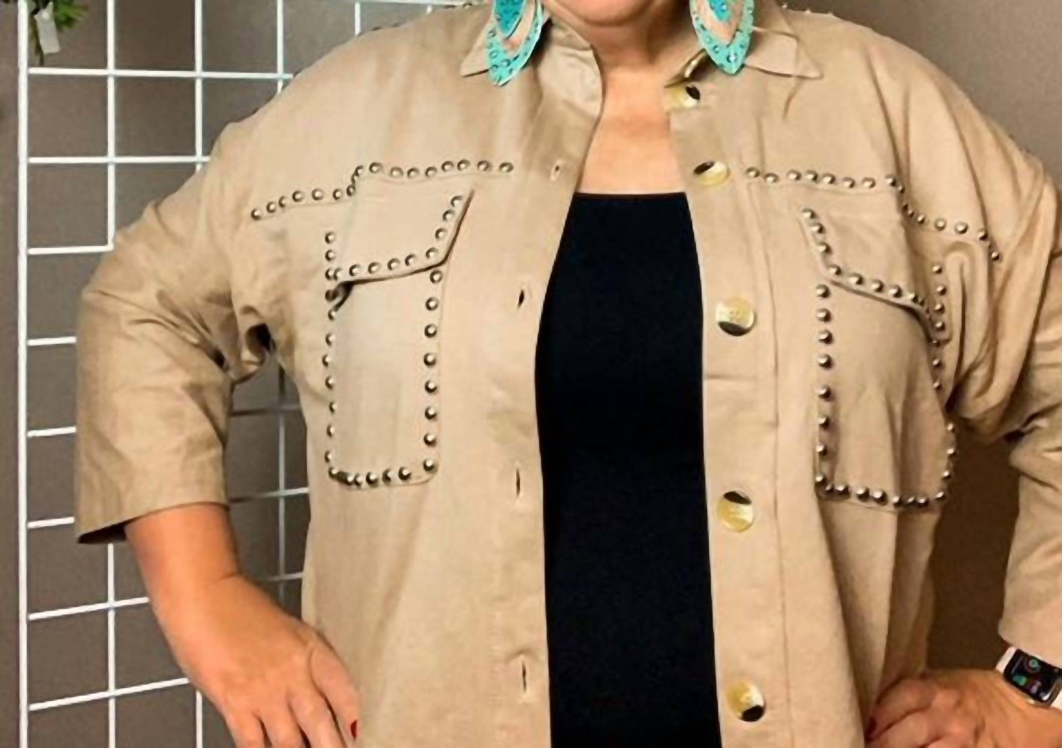 Fantastic Fawn - Kourtney Studded Button Up Top
