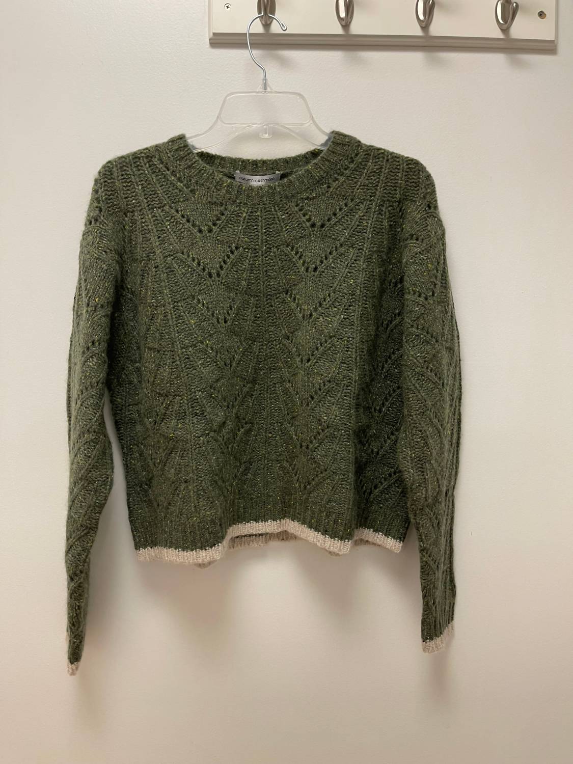 Autumn Cashmere - Women's Boxy Shell Stitch Tipped Crew Top