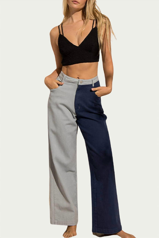 JENNY TWO-TONE HIGH-RISE WIDE-LEG JEANS