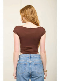 The Workshop - Asymmetrical Wrap Neckline Knit Top