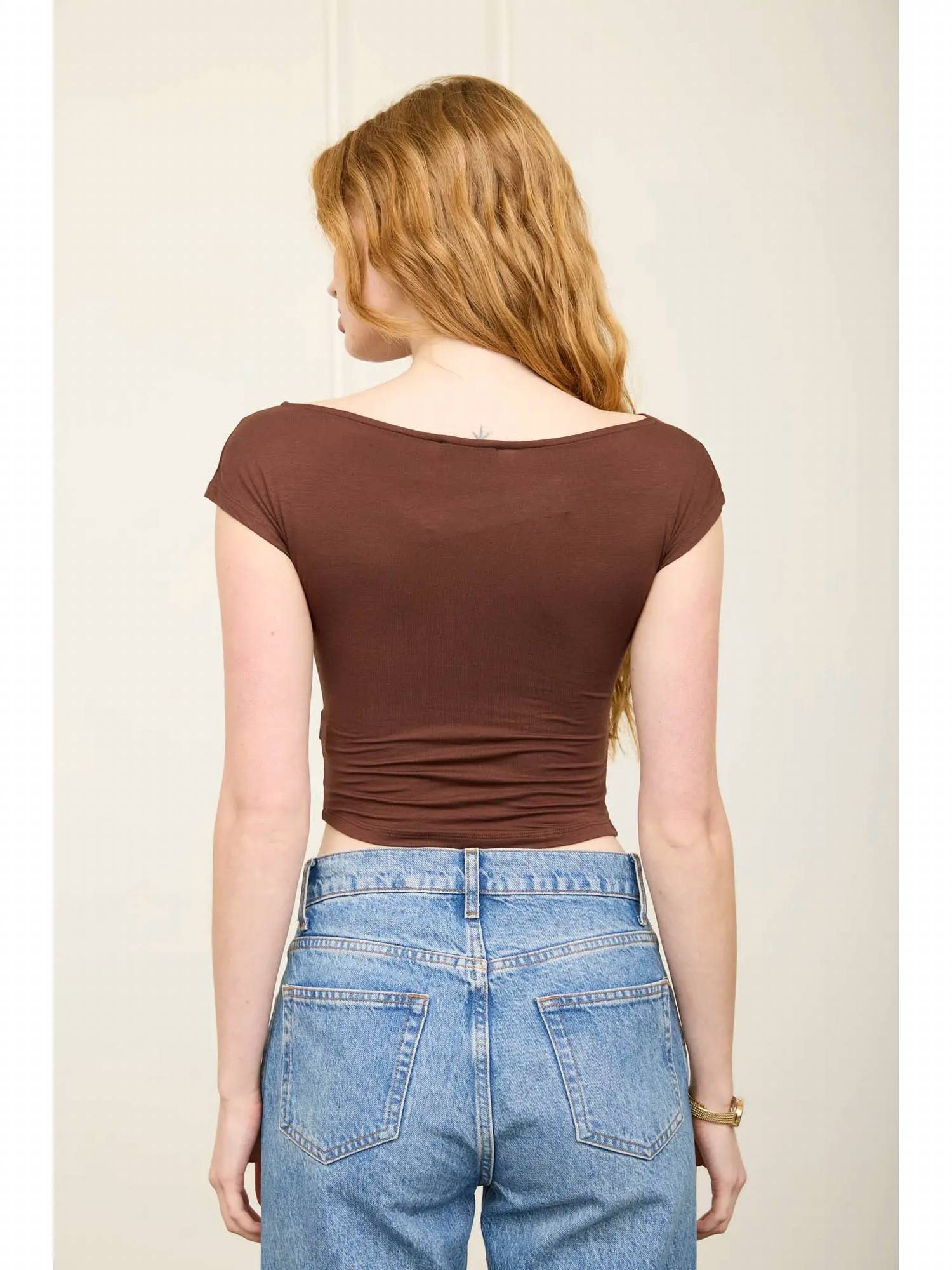 The Workshop - Asymmetrical Wrap Neckline Knit Top