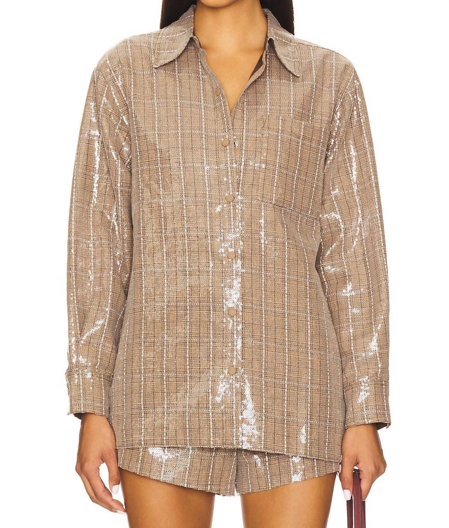 line and dot Checkmate Oversized Shacket in brown - women's jacket