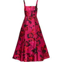 Adrianna Papell Rose Jacquard Thin Strap Square Neck Midi Dress in pink - women's dress - alternate view