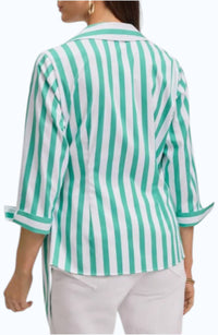 Foxcroft - Salina Stripe Cotton Blend Wrap Shirt