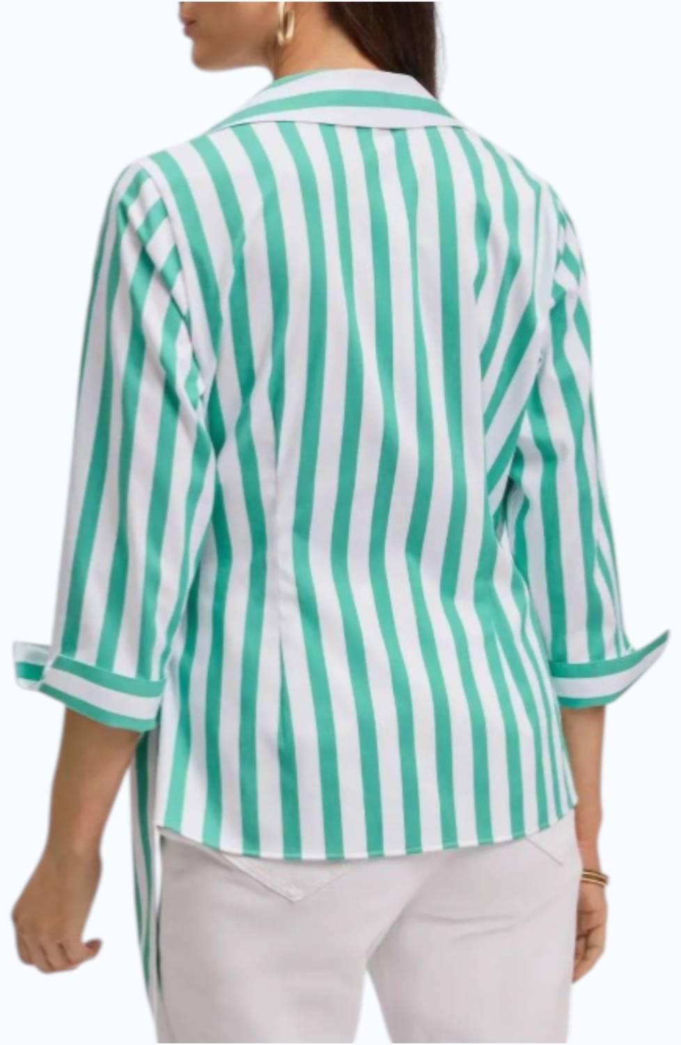 Foxcroft - Salina Stripe Cotton Blend Wrap Shirt