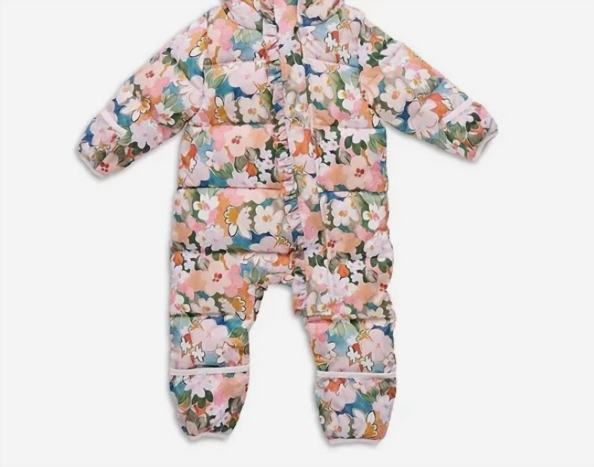 PINK CHICKEN Kids' Ruffle Snowsuit in cream blue pink - kids' jacket