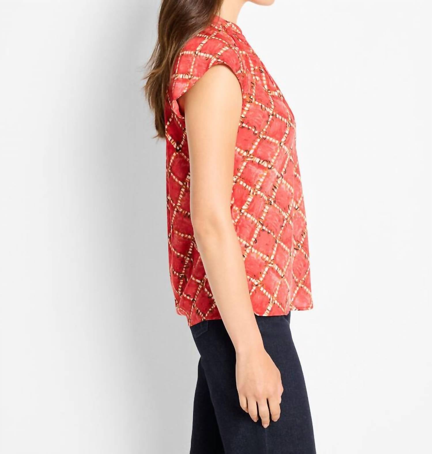 Nic + Zoe - Squiggle Check Cap Sleeve Top