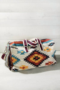 Urbanista - Women's Handmade Navajo Pattern Cotton Duffel Bag With Suede Straps