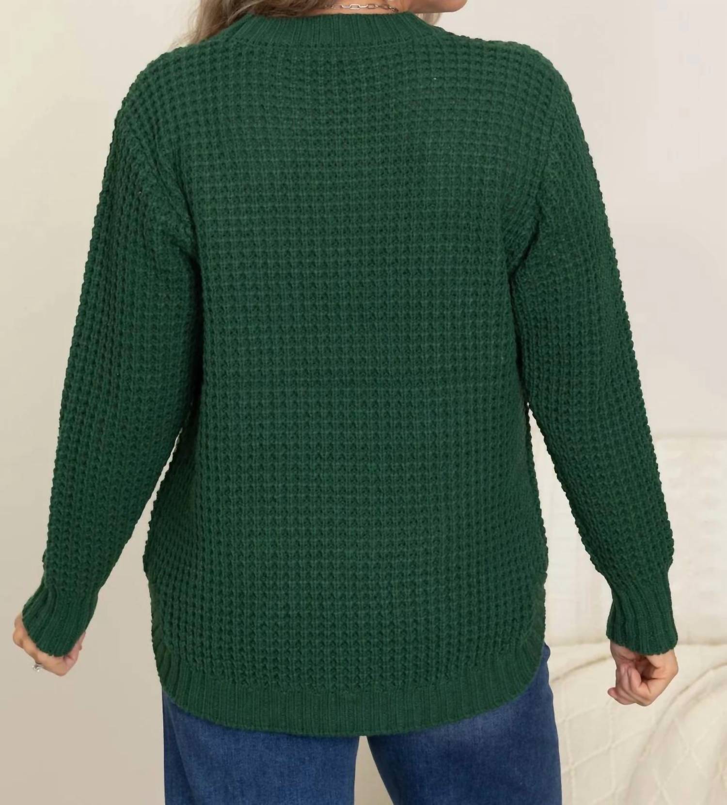 Zenana - Liane Waffle Knit Sweater