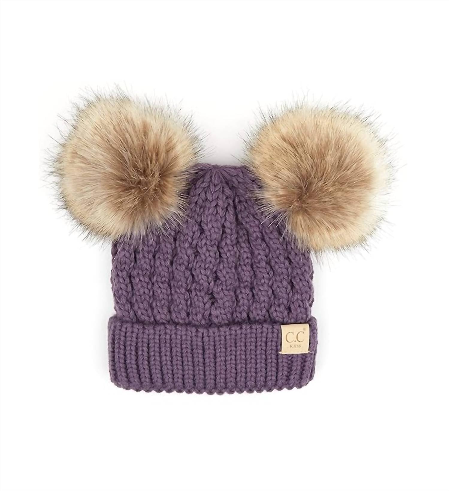 C.C Beanie - Kids Double Fur Pom Beanie