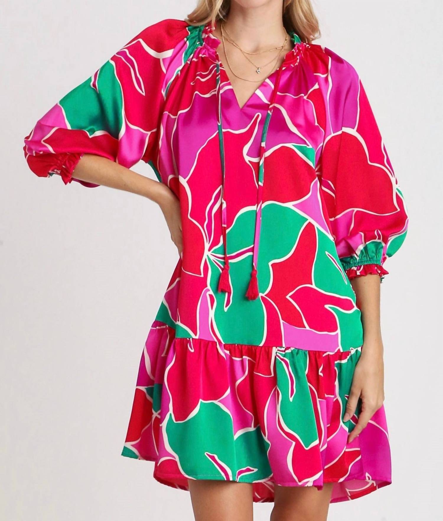 Umgee - Color Snap Printed Dress