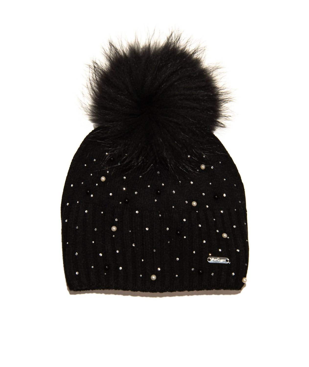 Bari Lynn Junior Women's Pearl And Crystal Winter Hat in black - women's hat