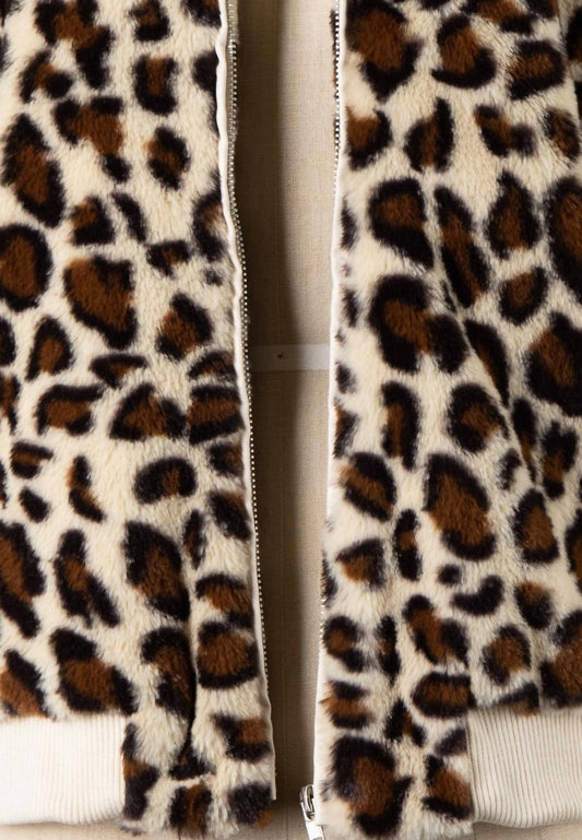 Easel - Women's Leopard Sherpa Jacket
