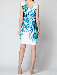 Joseph Ribkoff Floral Mini Dress in white blue - women's dress - alternate view