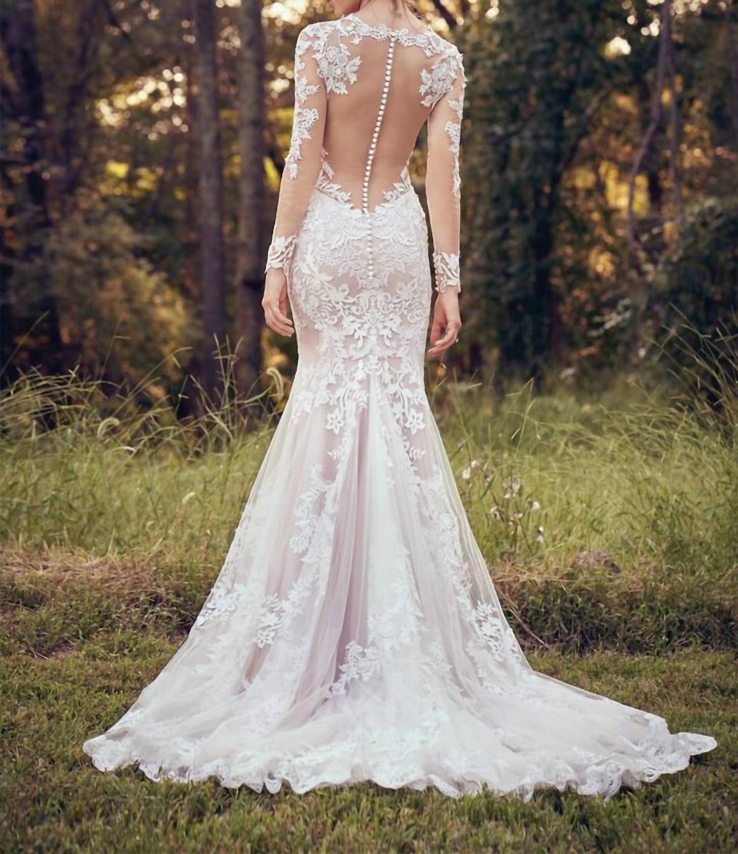 Lillian West Laser Cut And Venice Lace Fit And Flare Dress in nude ivory nude - women's dress - detail view