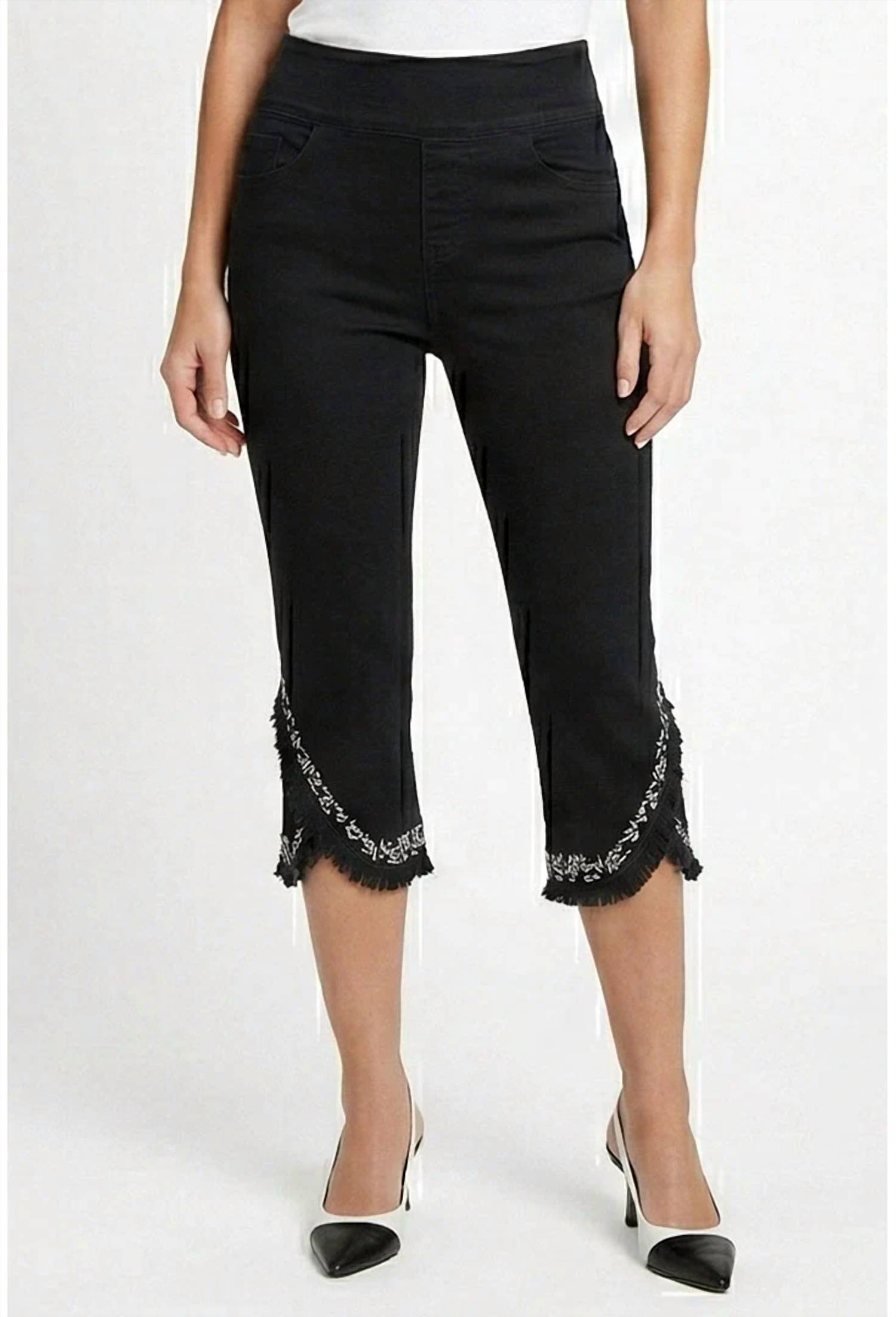 Ethyl - Embroidered Crop Pant with Tulip Hem