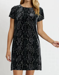 JUDE CONNALLY Ella Dress in black snakeskin - women's dress