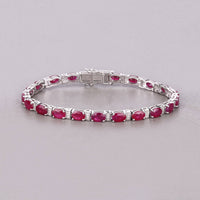 Diana M Jewels Women's Oval Natural Mozambique Ruby Bracelet (11.14 Ct) - Luxe in 14k white gold - women's jewelry - detail view